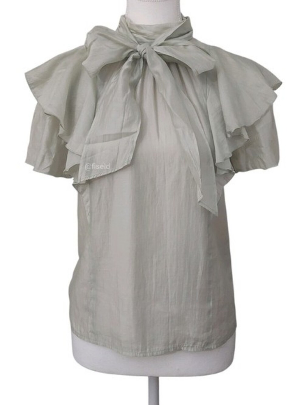 31 Sons de Mode - Sheer Bowtie Ruffle Sleeve Blouse